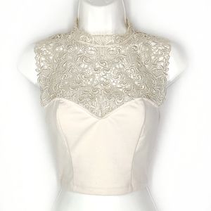 Tela lace top, sleeveless, size XSmall, cream tone.